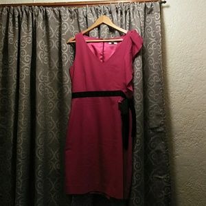 Magenta dress with black belt